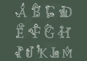 Chalk Children's Alphabet A-M Vectors