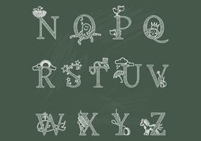 Chalk Children's Alphabet N-Z Vectors
