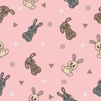 bonito muitos coelho colorido animal papel de parede de objeto sem costura padrão com design rosa. vetor