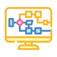 ilustração em vetor ícone de cor de tela de computador de circuito elétrico