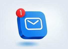 novo conceito de mensagem de e-mail. ícone de aplicativo móvel vetorial 3D com notificação vetor