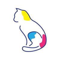 linha arte abstrata gato sentar logotipo design vetor gráfico símbolo ícone ilustração ideia criativa