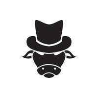vaca com design de logotipo de chapéu mágico vetor gráfico símbolo ícone ilustração ideia criativa