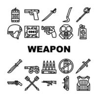 vetor de conjunto de ícones de equipamento do exército militar de arma