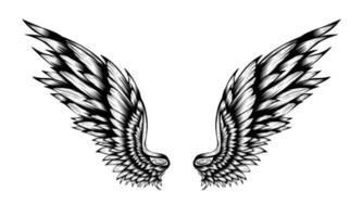 tatuagem vetorial de design vintage de asas de anjo
