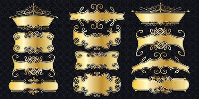 conjunto de moldura borda ornamentado vintage dourado clássico ornamental elementos antigos decoração de banner gráfico pacote de coleção elegante vetor