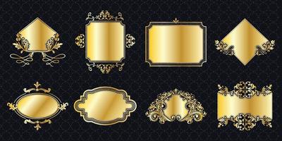 conjunto de moldura borda ornamentado vintage dourado clássico ornamental elementos antigos decoração de banner gráfico pacote de coleção elegante vetor