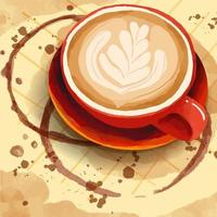 xícara de café com latte art vetor