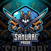 logotipo da mascote samurai panda esport