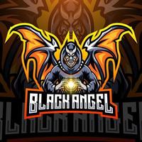 design de logotipo de mascote esport anjo negro vetor