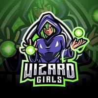 design de logotipo de mascote de esport de meninas assistentes vetor