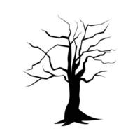 desenho vetorial de silhueta de árvore morta assustadora em um fundo branco para o halloween. design de silhueta de árvore grande de halloween com cor preta escura. desenho vetorial assustador para o halloween. vetor