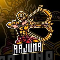 design do logotipo do mascote arjuna archer esport vetor