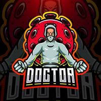 o médico com o logotipo da mascote esport do vírus corona vetor