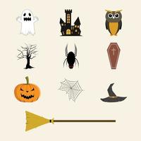 Silhuetas de Halloween. Bruxa, abóbora, gato preto, aranha, morcego e  vassoura. 672087 Vetor no Vecteezy