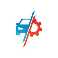 ilustração vetorial de logotipo de carro e engrenagem, logotipo de reparação de automóveis vetor