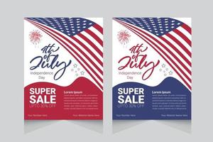 modelo de design de cartaz de super venda de dia da independência de 4 de julho vetor