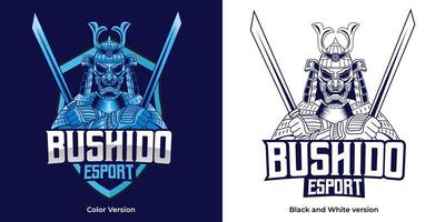 design de mascote do logotipo do bushido esport vetor