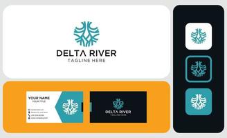 logotipo abstrato plano minimalista delta do rio vetor