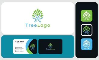 modelo de design de logotipo de conceito criativo humano de árvore vetor