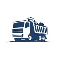 Ilustração de caminhão basculante roll-off, arte vetorial, modelo de logotipo. vetor