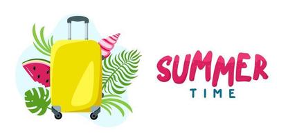 cabeçalho do site de fundo de verão banner horizontal colorido cartão postal ilustração vetorial de conceito de férias em estilo simples vetor