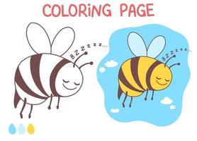 página para colorir de abelha ilustração vetorial de doodle engraçado e fofo vetor