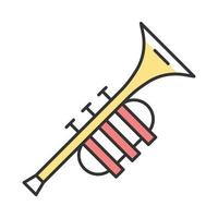 ícone de cor da trombeta. instrumento musical de latão. cornetim. chifre. ilustração vetorial isolada vetor