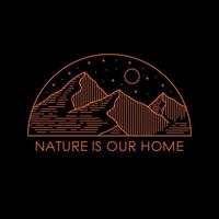 a natureza é a nossa casa na arte monoline vetor