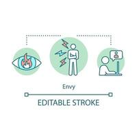 ícone de conceito de sentimento de inveja. ilustração de linha fina de idéia humana com raiva. ciúme, rancor. emoção de rancor. desigualdade social. pessoa de ódio. desenho de contorno isolado de vetor. traço editável vetor