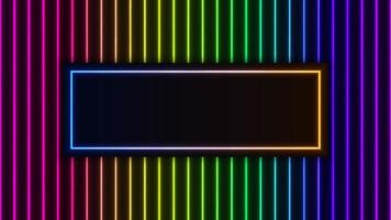 tubo de néon iluminação brilhante padrão de arco-íris moldura de fundo estilo retrô vetor
