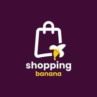 logotipo de banana de compras vetor