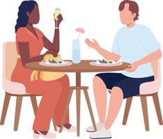 convidados sentados à mesa no restaurante personagens vetoriais de cores semi planas vetor