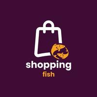 logotipo de peixe de compras vetor