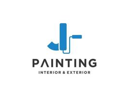 modelo de logotipo de pintura com vetor premium de conceito j inicial