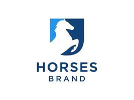 o design do logotipo com a letra inicial u é combinado com um símbolo de cabeça de cavalo moderno e profissional vetor