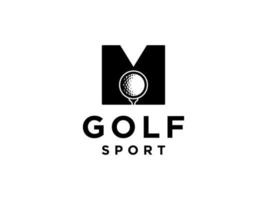 logotipo do esporte de golfe. letra m para modelo de vetor de design de logotipo de golfe.