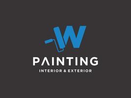 modelo de logotipo de pintura com vetor premium de conceito inicial w