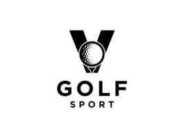 logotipo do esporte de golfe. letra v para modelo de vetor de design de logotipo de golfe.