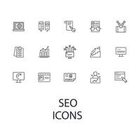 conjunto de ícones de seo. elementos do vetor de símbolo do pacote seo para web infográfico