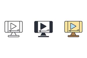 ícones de vídeo símbolo elementos vetoriais para web infográfico vetor