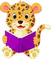 leopardo lendo livro vetor