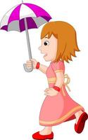 jovem com guarda-chuva vetor