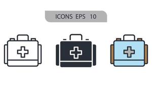 ícones do kit de primeiros socorros símbolo elementos vetoriais para infográfico web vetor