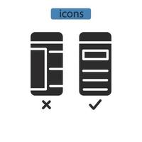 ícones de dispositivos móveis simbolizam elementos vetoriais para infográfico web vetor