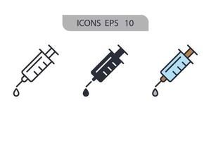 ícones de seringa símbolo elementos vetoriais para infográfico web