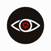 linha dos olhos com ilustração vetorial de design de ícone de coração vetor