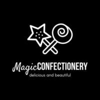design de logotipo de vetor de loja de confeitaria mágica