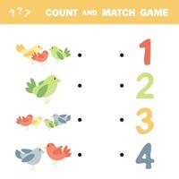 jogo de contagem para crianças pré-escolares. conte os pássaros e escolha a resposta certa vetor