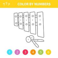 livro de colorir para crianças. instrumentos musicais - xilofone. cor por números